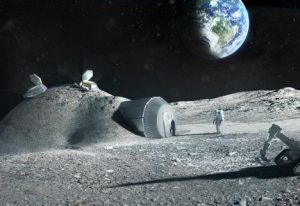 An artist's rendering of the 3D printed lunar base (Credits: ESA/Foster+Partners).