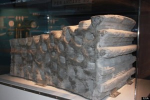 This 1.5 ton building block was produced as a demonstration of 3D printing techniques using simulated lunar soil (Credits: ESA).