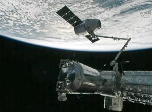 Dragon cargo capsule during the resupply mission last October (Credits: NASA).