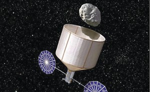 Keck's asteroid capture concept (Credits: Rick Sternbach/Keck Institute for Space Studies).