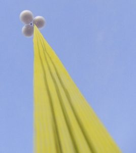 A Tethered Tower being hoisted in a balloon test (Credits: LiftPort).
