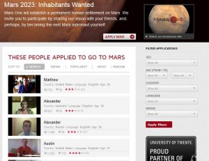 MarsOne Astronauts Selection Webpage. 