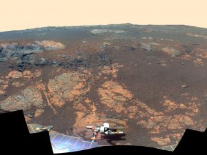 NASA's Mars Exploration Rover Opportunity working in the 'Matijevic Hill' area on Endeavour's rim (Credits: NASA/JPL-Caltech/Cornell/Arizona State Univ.)