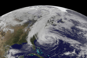 Hurricane Sandy as seen from GOES-13 satellite on October, 2012 (Credits: NOAA/NASA).