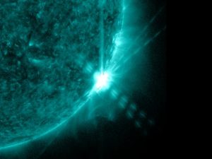 The Solar Dynamics Observatory captured this solar flare on June 7 in the UV range at 131 Angstroms (Credits: NASA).