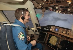 The Dream Chaser flight simulator, being put to use at NASA's Langley facility (Credits: NASA).