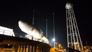 Orbital Sciences' Antares rocket at Mid-Atlantic Regional Spaceport Pad 0A at NASA's Wallops Flight Facility. Orbital Sciences Corporation's cargo resupply demonstration mission to the International Space Station is scheduled for Sept. 18, 2013, at 10:50 a.m. EDT. Image Credit: NASA/Brea Reeves