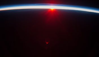 Photograph by Luca Parmitano of a sunset over the Aleutian Islands as seen from ISS (Credits: NASA).
