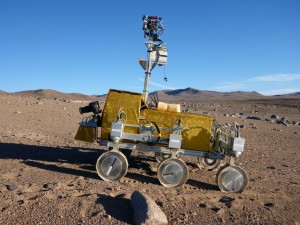 Bridget the rover, roaming the Atacama Desert (Credit: ESA/M. van Winnendael).
