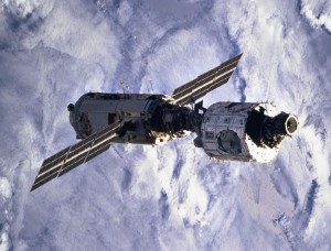 Zarya and UNity, the first two modules of the International Space Station (Credits: NASA).
