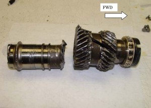 Fractured helical input gearshaft from Japan Air Commuter JA847C (Credits: Japan Transportation Safety Board).
