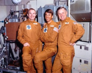 Astronauts Vance Brand, Bill Lenoir, and Don Lind served as backups for both the second and third Skylab crews and might have flown the 21-day fourth mission, had it been approved (Credits: NASA).