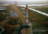 Mounted atop the most powerful rocket ever brought to operational status—the Saturn V—the Apollo 9 spacecraft rolls out to Pad 39A (Credits: NASA).
