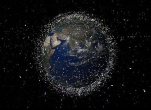 The Earth is surrounded by a halo of space debris (Credits: ESA).