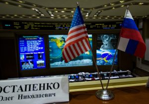 US and Russian flags fly, belying the building political furor between the nations