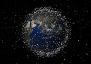 Artist's rendition of the satellites - whole and in part - currently orbiting our planet (Credits: ESA).
