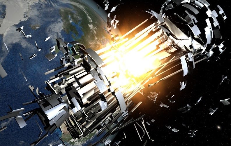 Artist's rendition of an exploding satellite (Credits: ESA).