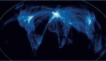 Global air traffic paths.