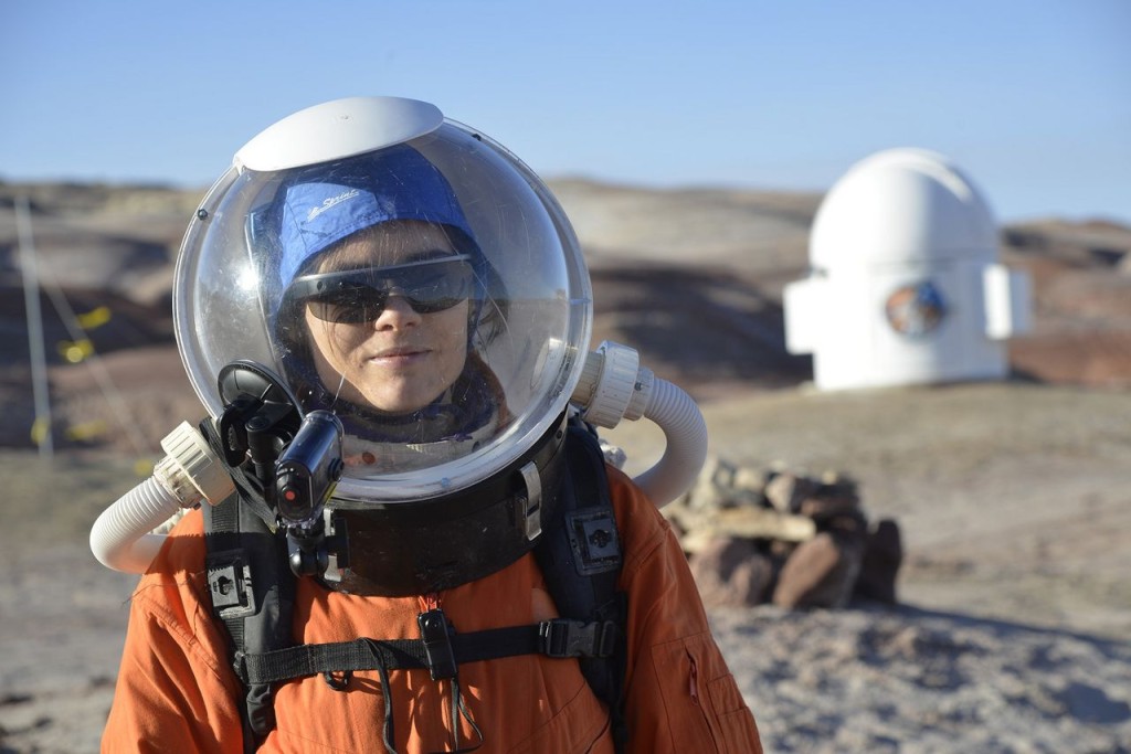 Journalist Tereza Pultarova in a Mars mission simulation.