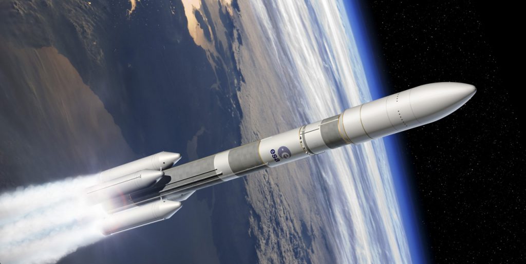 Artist's view of the Ariane 6 four boosters configuration (A64). - Credits: ESA.