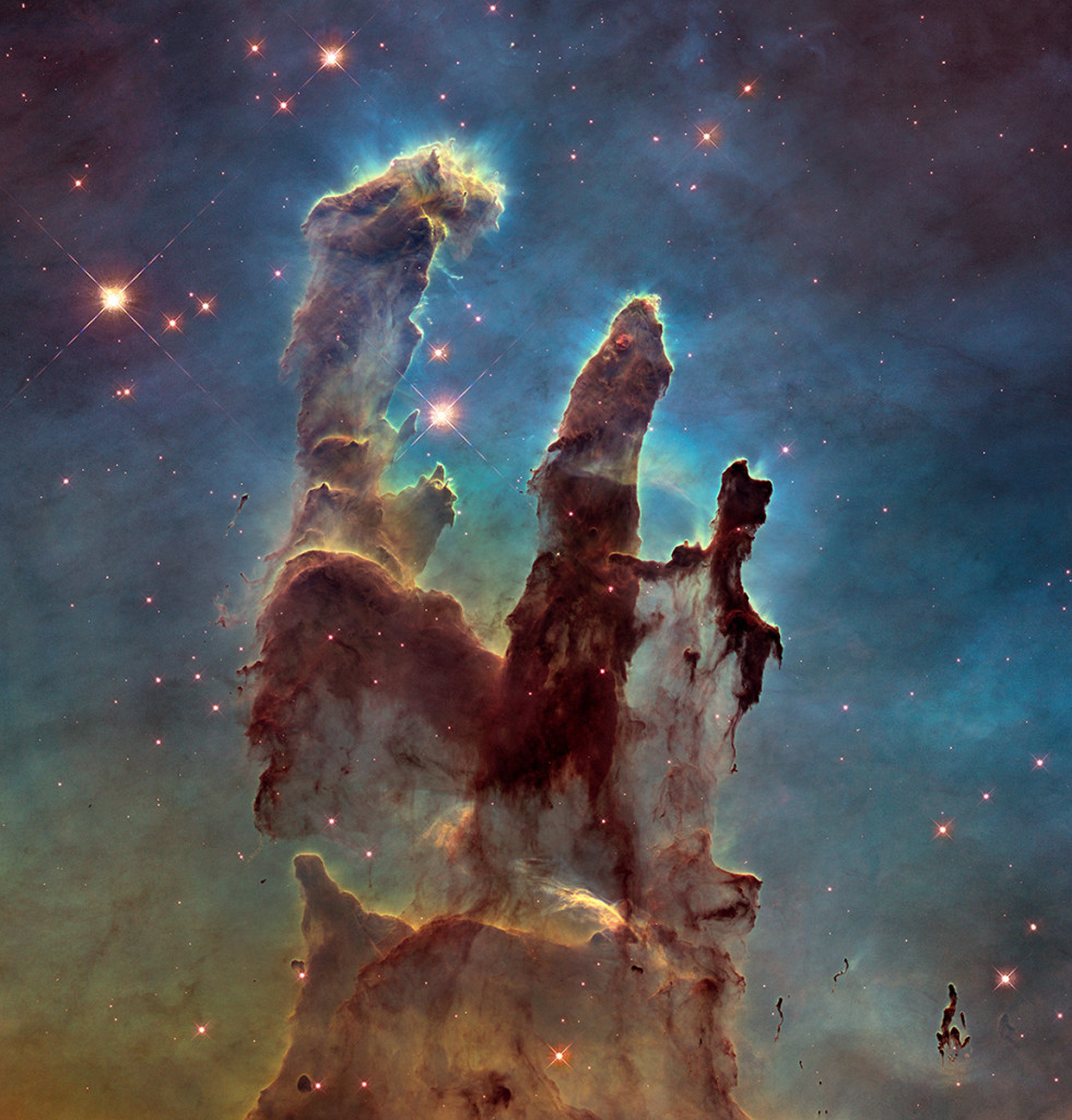 A high-resolution version of Pillars of Creation, taken in 2014 as a tribute to the original photograph. - Credits: NASA.
