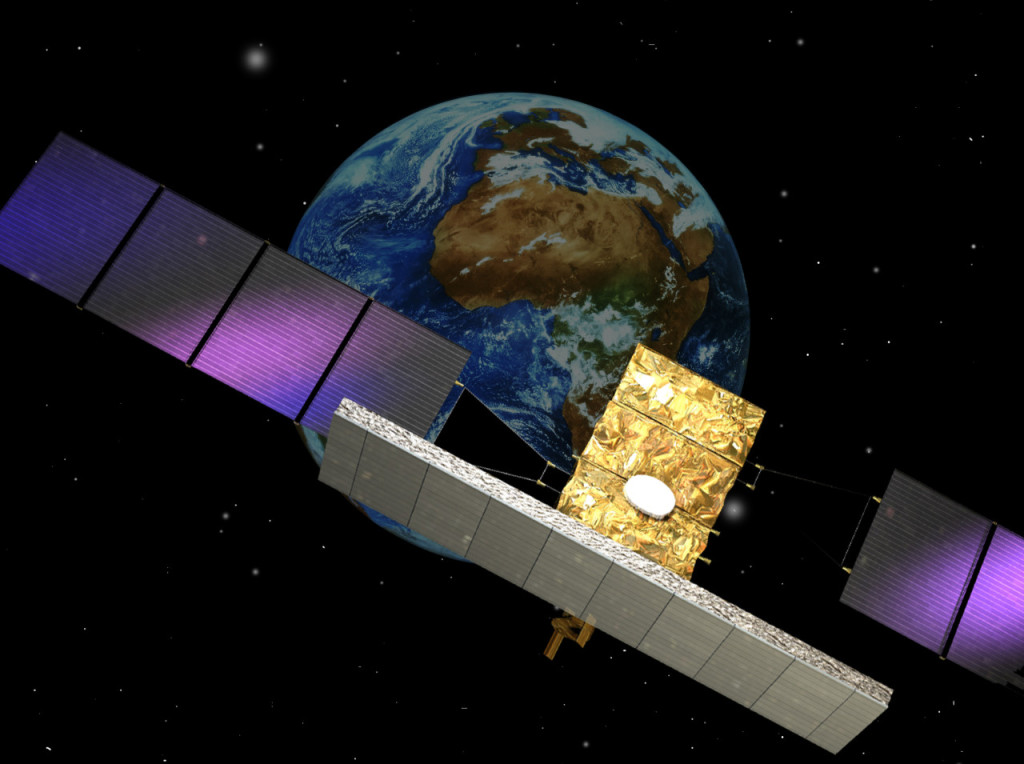 Cosmo-SkyMed dual use system. The Italian Cosmo-SkyMed mission is a four-satellite constellation, each equipped with an X-band SAR sensor. – Credits: ESA.