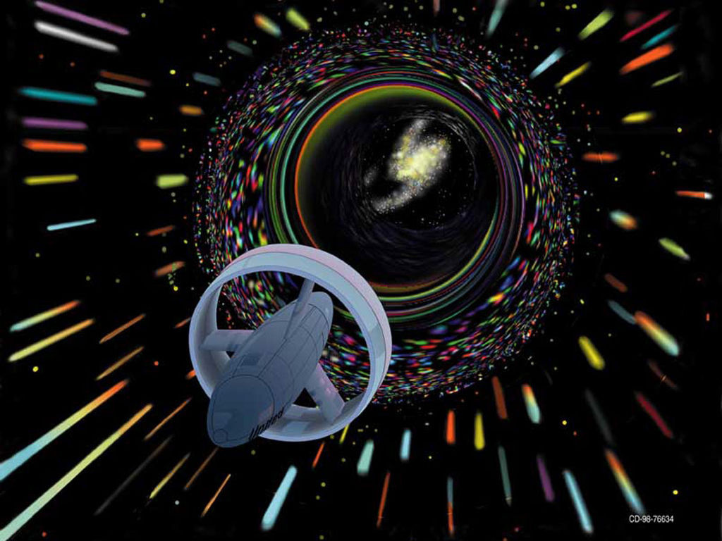 Artist's depiction of a hypothetical Wormhole Induction Propelled Spacecraft - Credits:  Les Bossinas/NASA